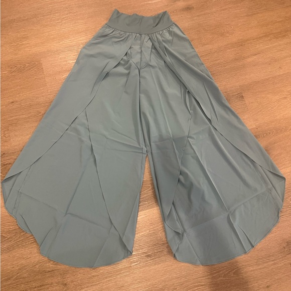 Halara Breezeful™ High Waisted Palazzo Split Wide Leg Pant stone Blue XS NWT - Picture 6 of 8